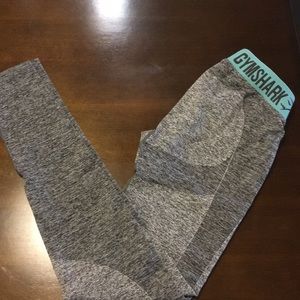 Gymshark Gray and Teal Flex Leggings (Small)